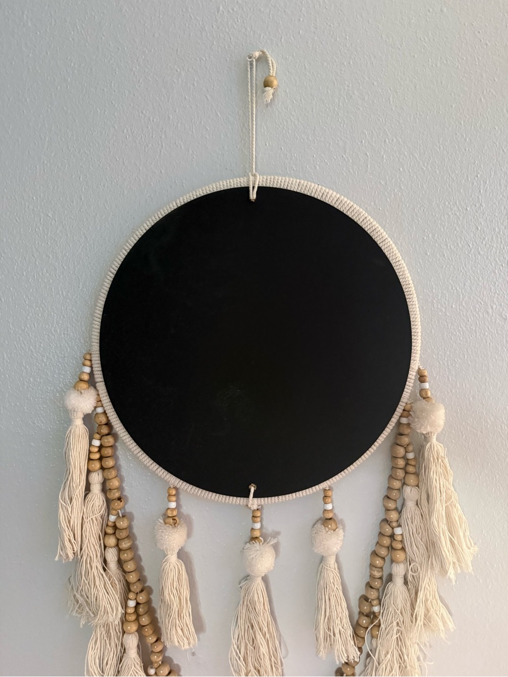 Boho Cream Tassel Mirror Wall Hanging - Picture 4 of 4